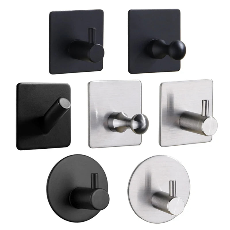2-Pack Self-Adhesive 304 Stainless Steel Bathroom Hooks Bathroom Wall Hooks Babs