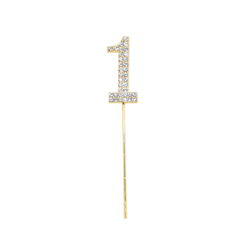 Glitter Rhinestone Number Cake Topper – Gold & Silver Decor Cake Topper Babs gold 1