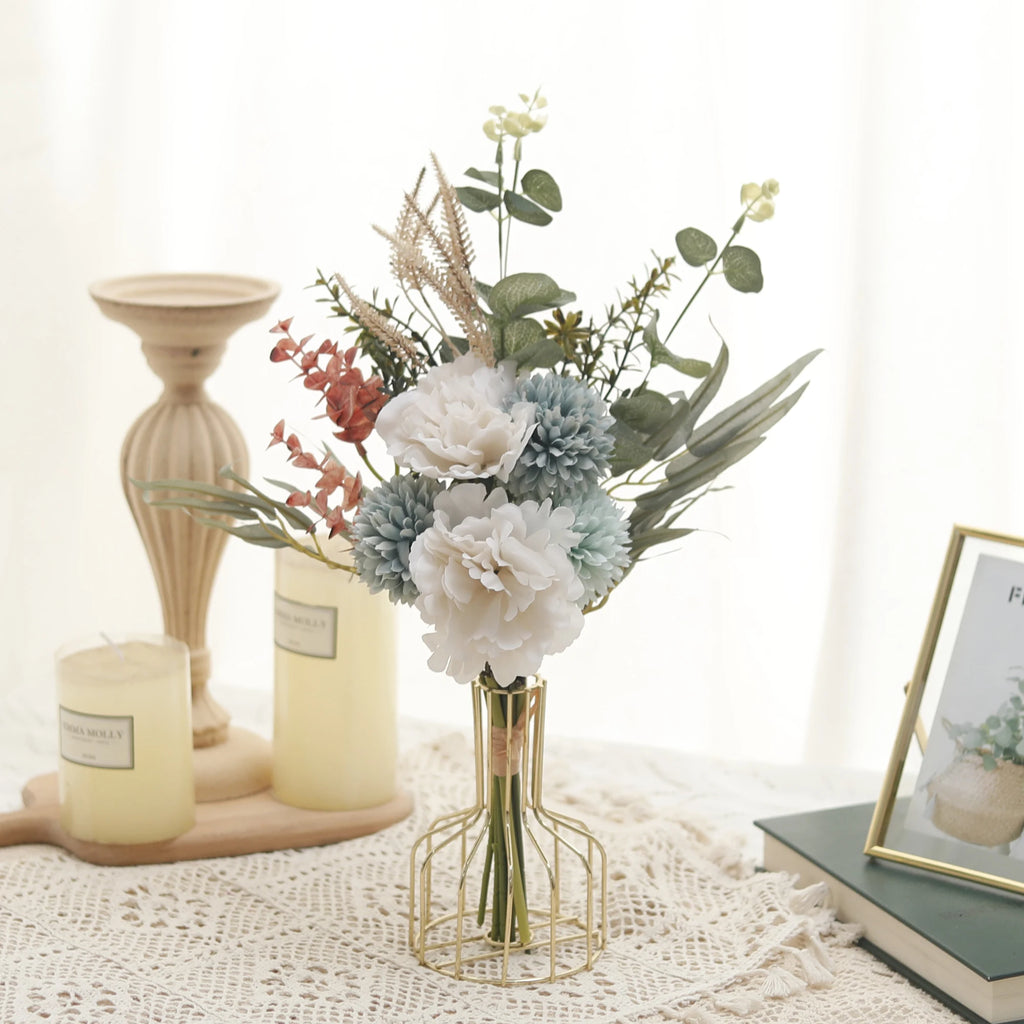 Autumn Silk Bouquet – Rose, Peony, Maple & Dandelion Faux Flowers Artificial Flower Bouquet Babs