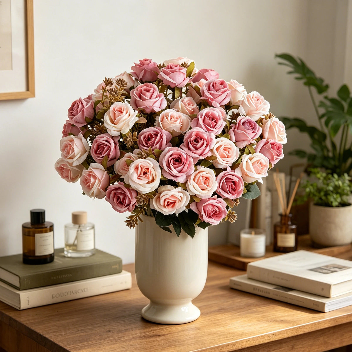Silk Artificial Carnation Rose Bouquet – Wedding & Home Decor Artificial Flower Bouquet Babs