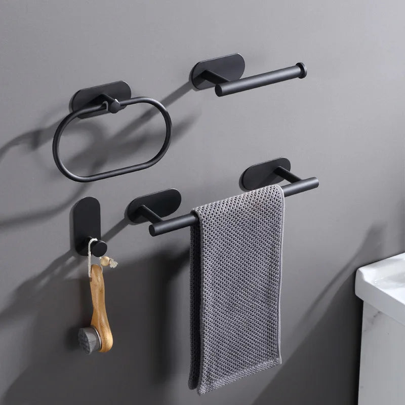 Self-Adhesive Stainless Steel Towel Holder Rack – No Drill Towel Rack & Ring Babs