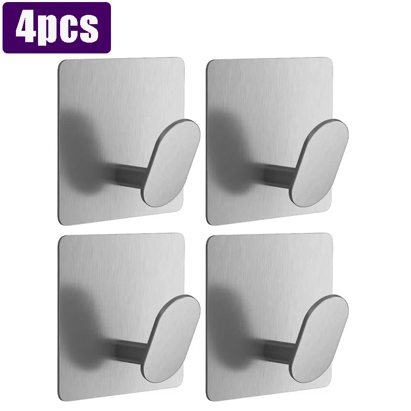 304 Stainless Steel Wall Hook – 4-Hook Towel & Robe Hanger Bathroom Wall Hook Babs Sliver-4pcs