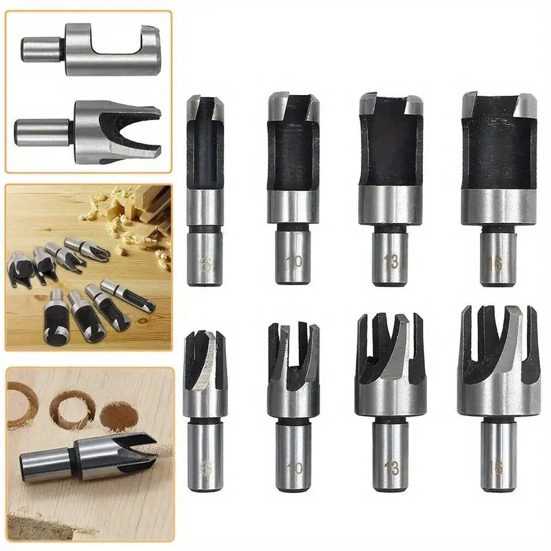 8-Pc Wood Hole Plug Cutter Set – High Carbon Steel Woodworking Wood Plug Cutter Set Babs