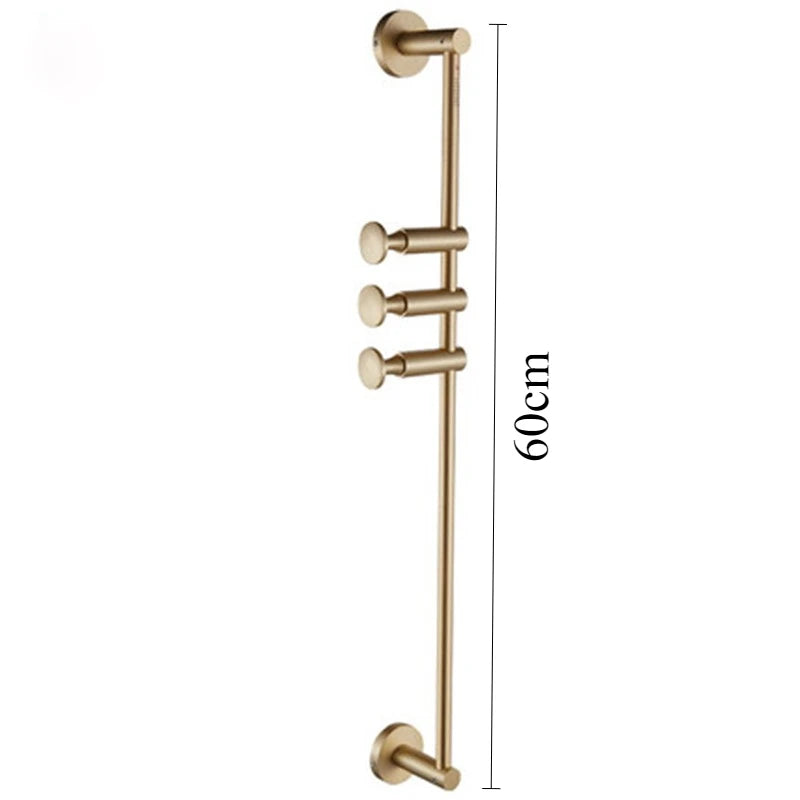 Wall Mounted Brass Coat Rack – 6-Hook Adjustable Metal Hanger Wall Coat Rack Babs Gold-3 Hooks