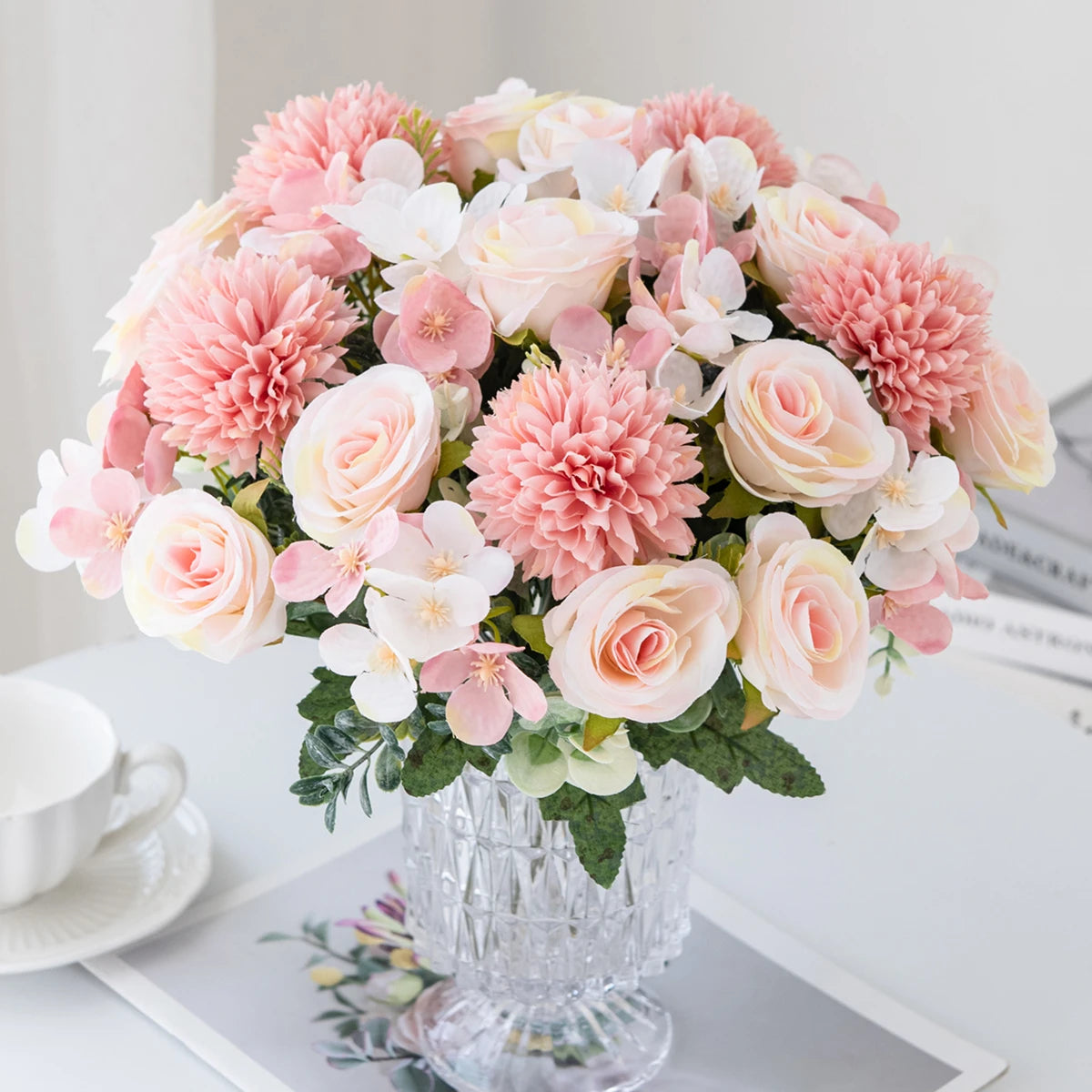 Silk Artificial Flower Bouquet – Rose Peony Hydrangea Home Decor Artificial Flower Bouquet Babs