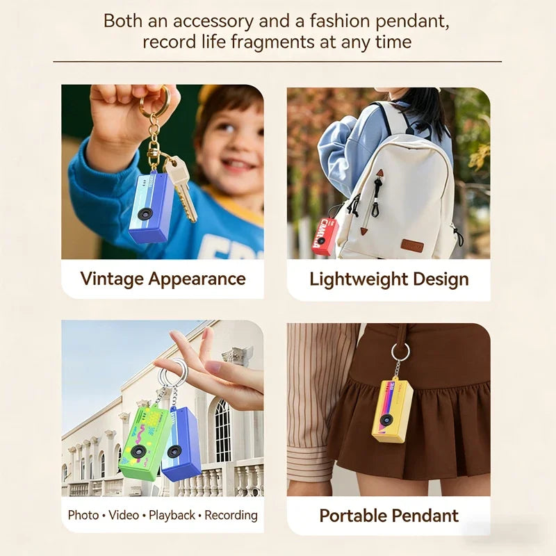 1080P Retro Thumb Keychain Mini Camera with Flash & MicroSD Mini Keychain Camera Babs