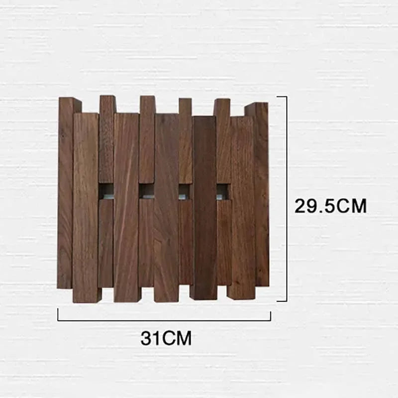 Double Row Solid Wood Wall Coat Rack – 8 Hooks, Oak & Walnut Wall Coat Rack Babs Style B-8 Hooks