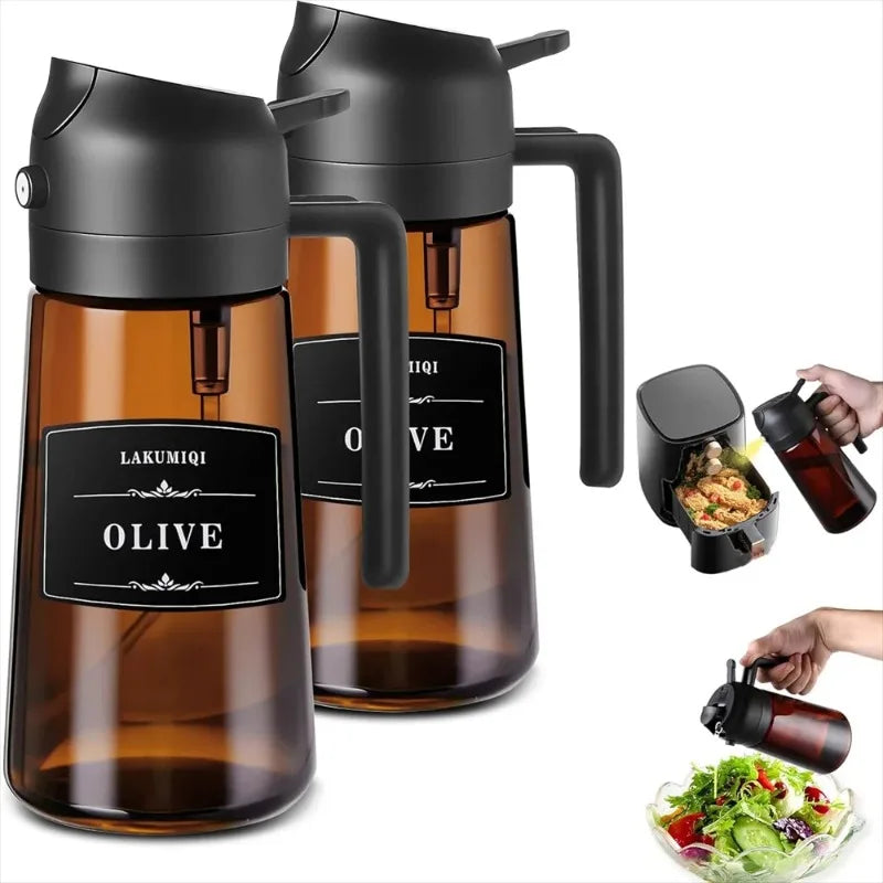 2-in-1 Glass Oil Dispenser & Sprayer Bottle 16oz – Leakproof Oil Dispenser Sprayer Babs
