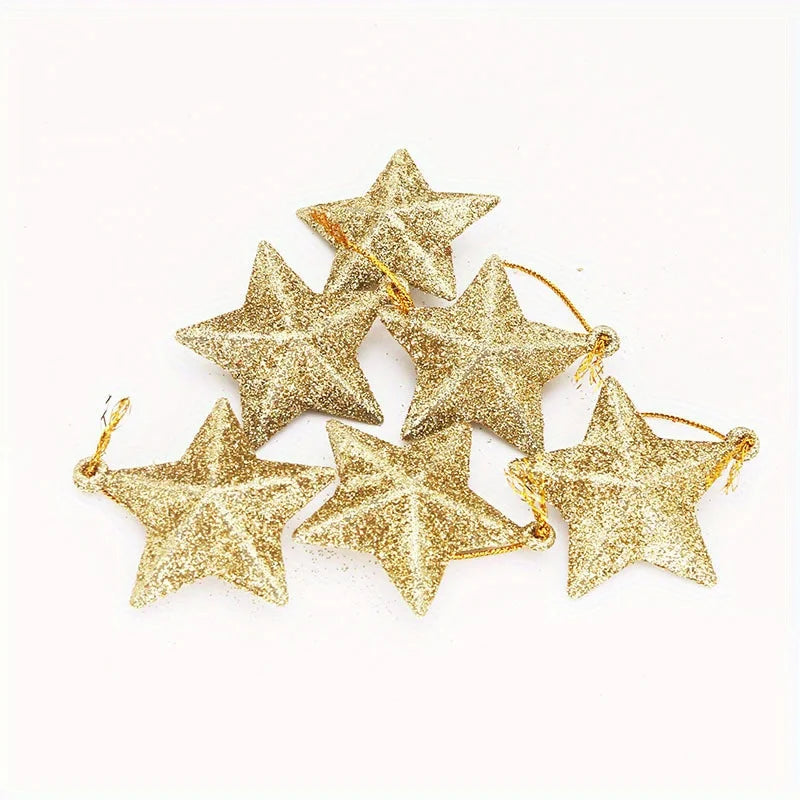 Christmas Tree Glitter Star Pendant Decorations – Festive Set Christmas Tree Ornament Babs