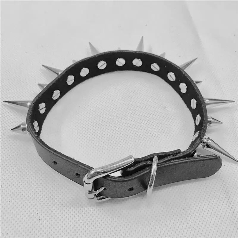Punk Gothic Leather Spike Rivet Choker Collar Necklace Choker Collar Necklace Babs