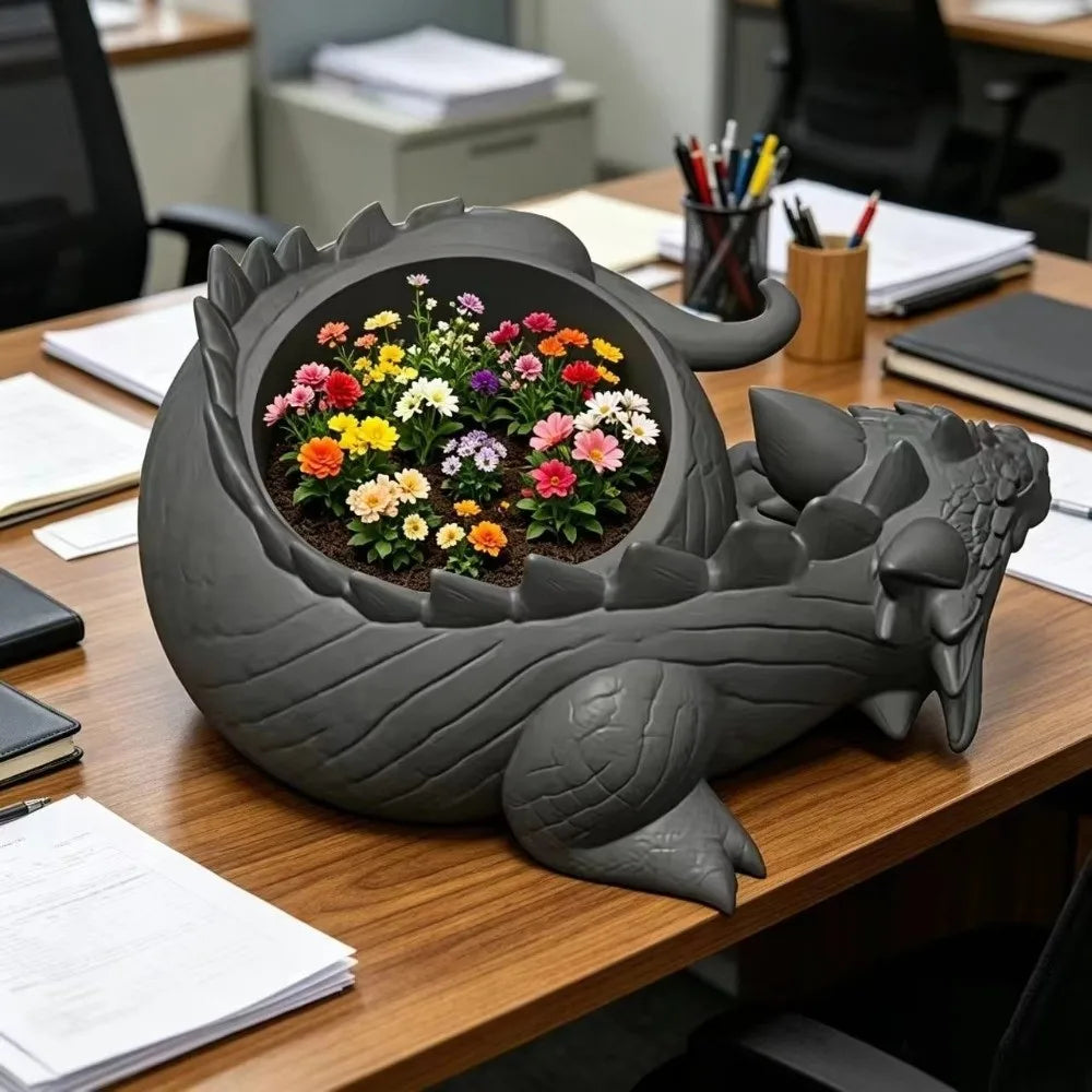 3D Dragon Shaped Plant Pot – Fun Plastic Flower Pot Novelty Plant Pot Babs