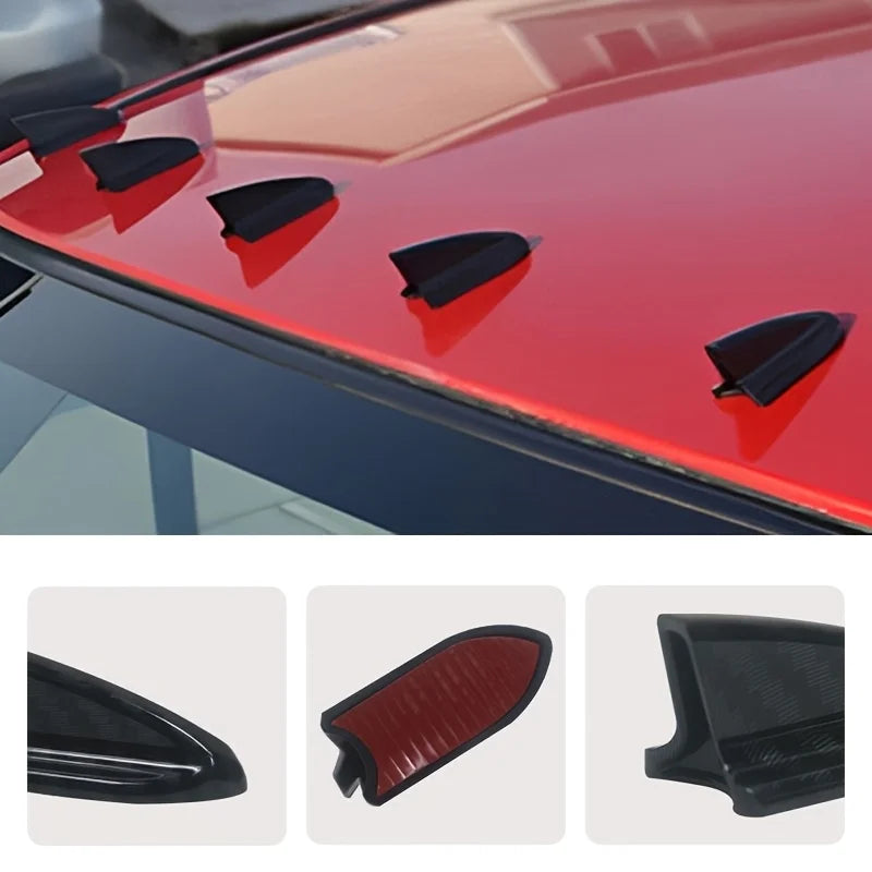 6PCS Shark Tail Self-Adhesive Car Roof Body Decorations Car Body Decoration Babs