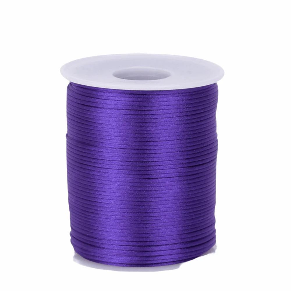 100m Satin Rattail Cord 1.5mm Braided Beading String for Crafts Craft Cord Babs Purple