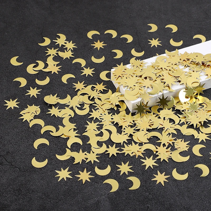 100Pcs Moon Star Paper Confetti – Eid Mubarak Ramadan Decor Party Confetti Babs