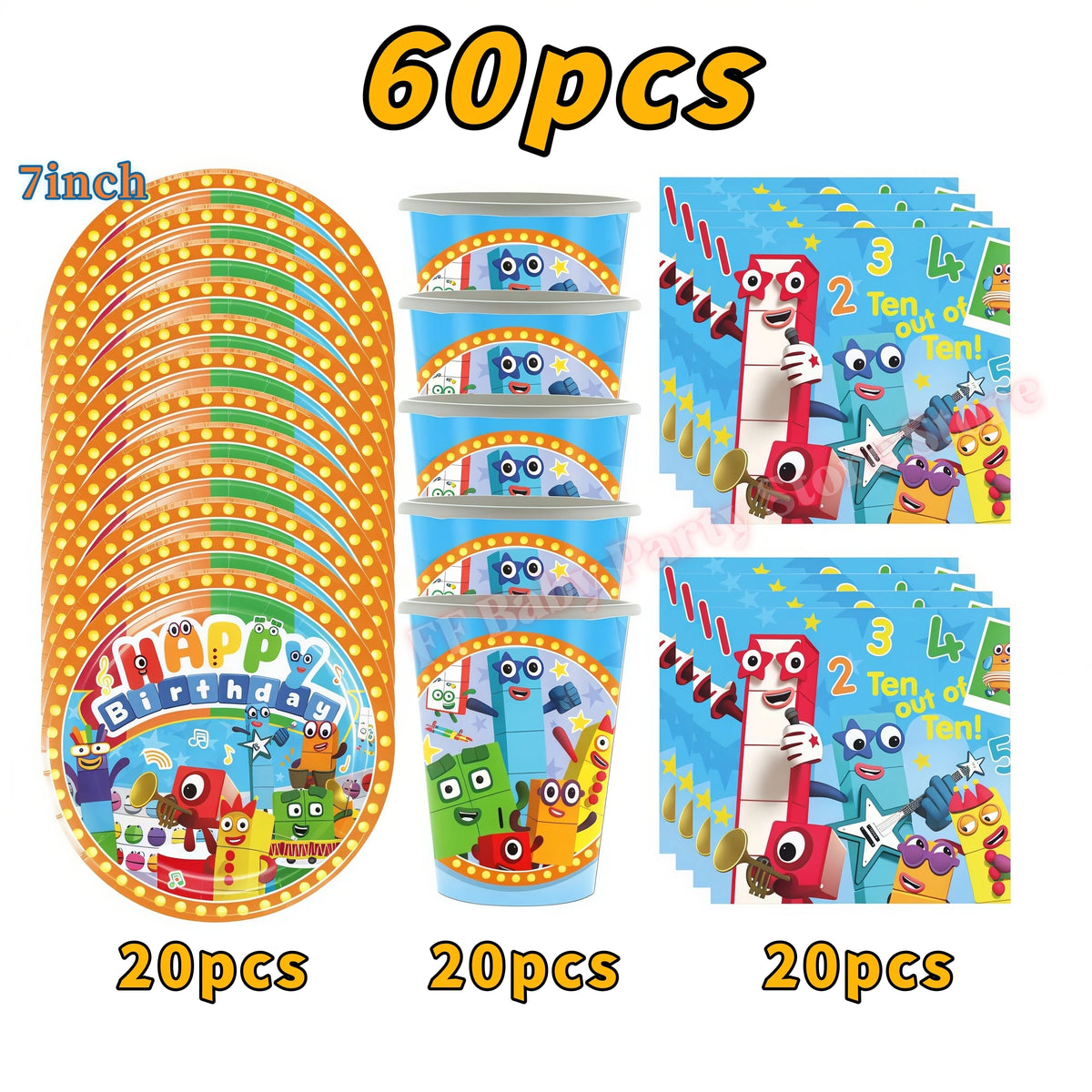 Building Blocks Birthday Party Kit – Plates, Cups, Balloons