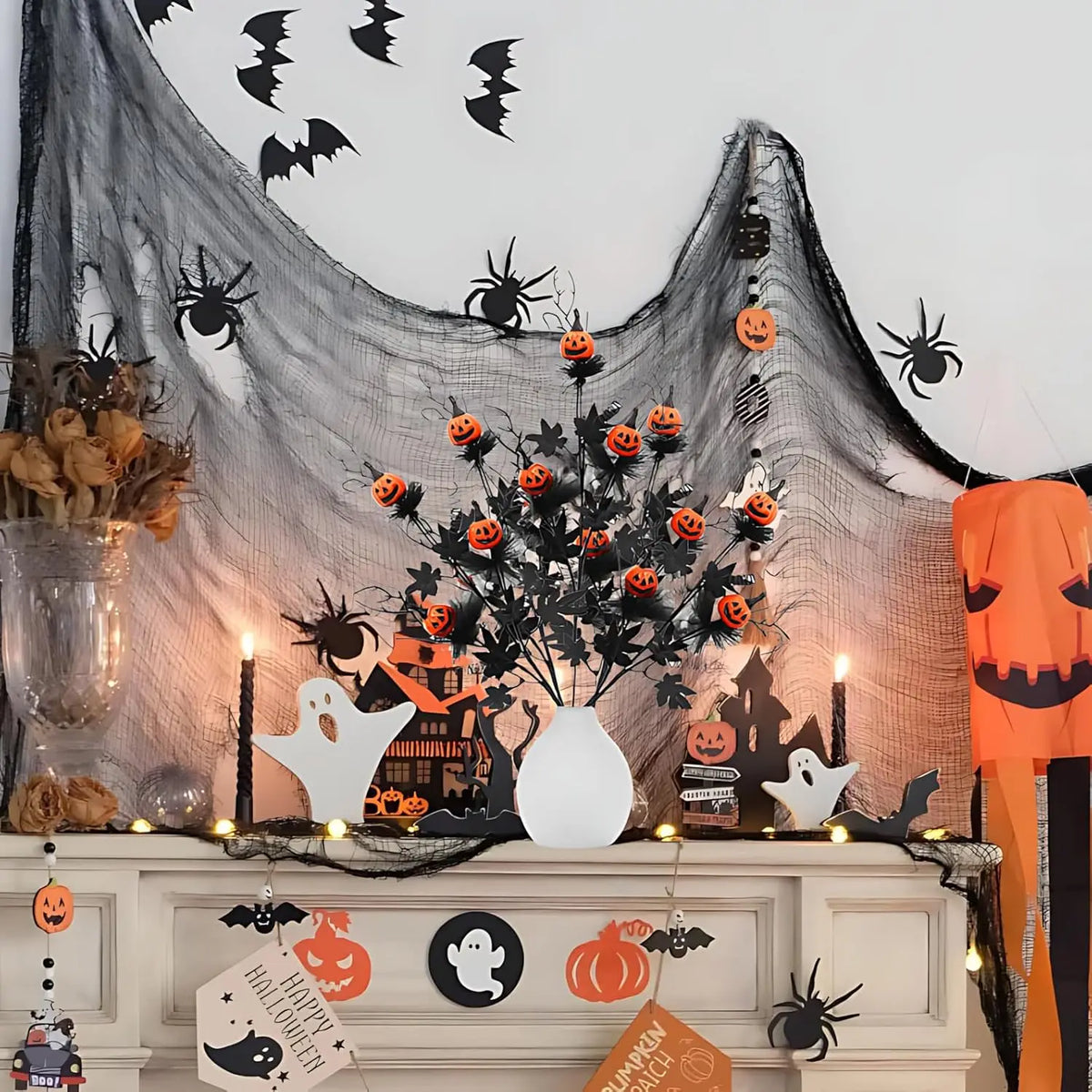 Halloween Mini Pumpkin Bouquet – Maple Leaves & Twigs Décor Halloween Decoration Babs