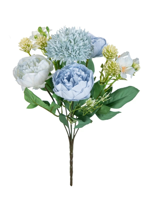 Silk Peony Artificial Flower Bouquet – Wedding & Home Décor Artificial Flower Bouquet Babs Blue 1pc