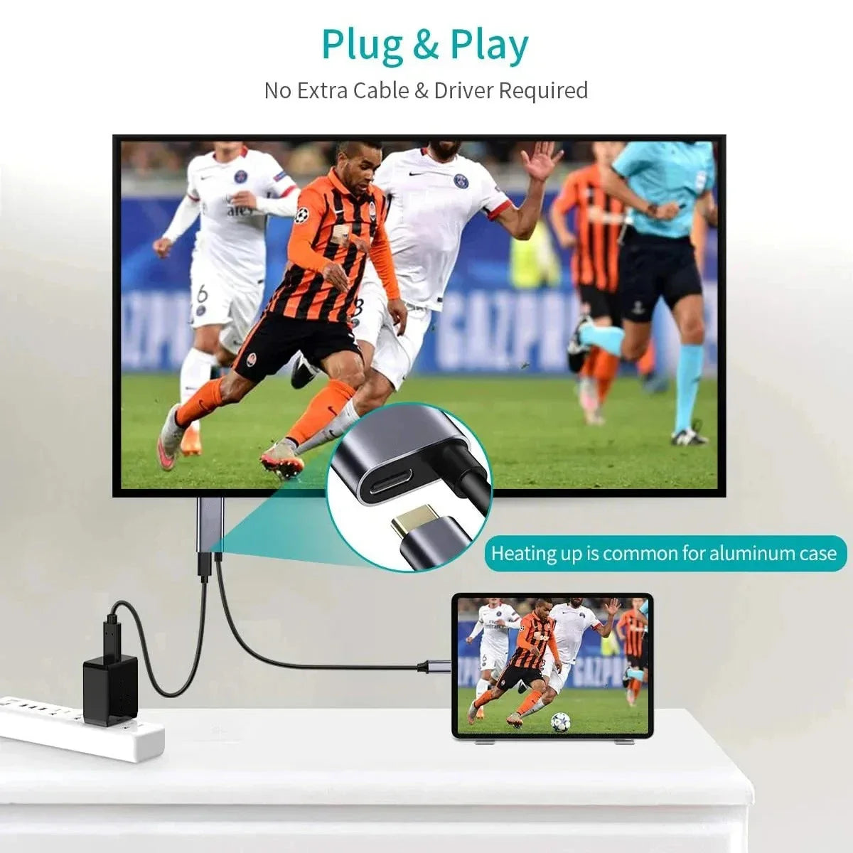 KEBIDUMEI USB-C to HDMI Cable 4K 30Hz Adapter & 100W PD Charging USB-C HDMI Adapter Babs