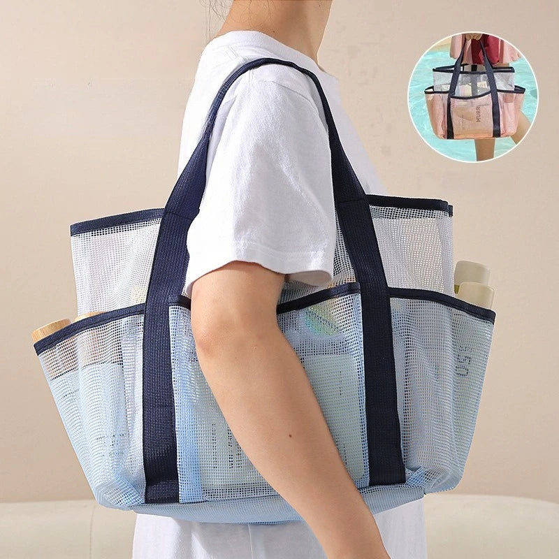 Large Mesh Beach Bag – Wet Dry Separation Tote & Organizer Mesh Tote Bag Babs