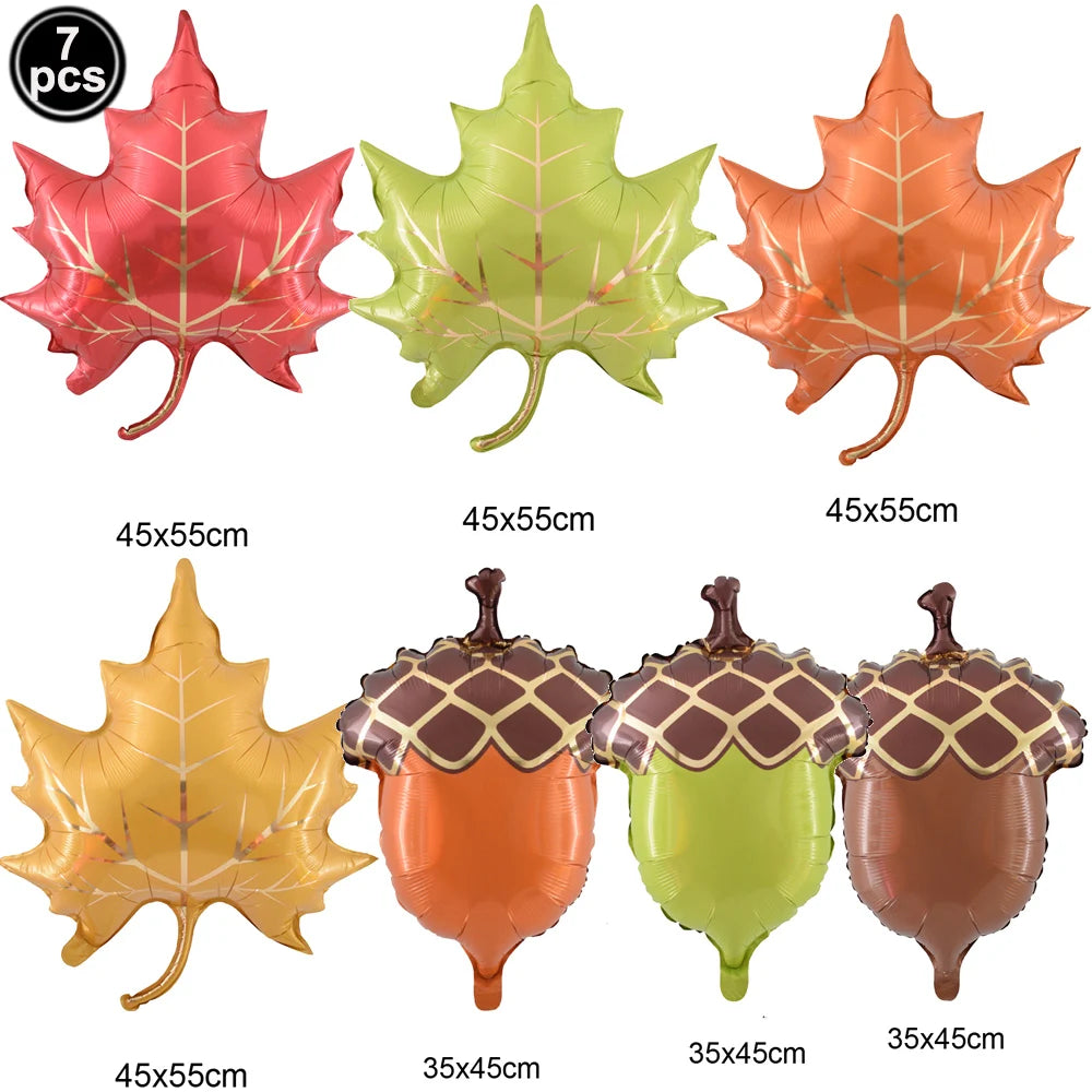 Thanksgiving Foil Balloons & Maple Leaf Banner Party Decor Party Balloon Decor Babs Clear As pictures show