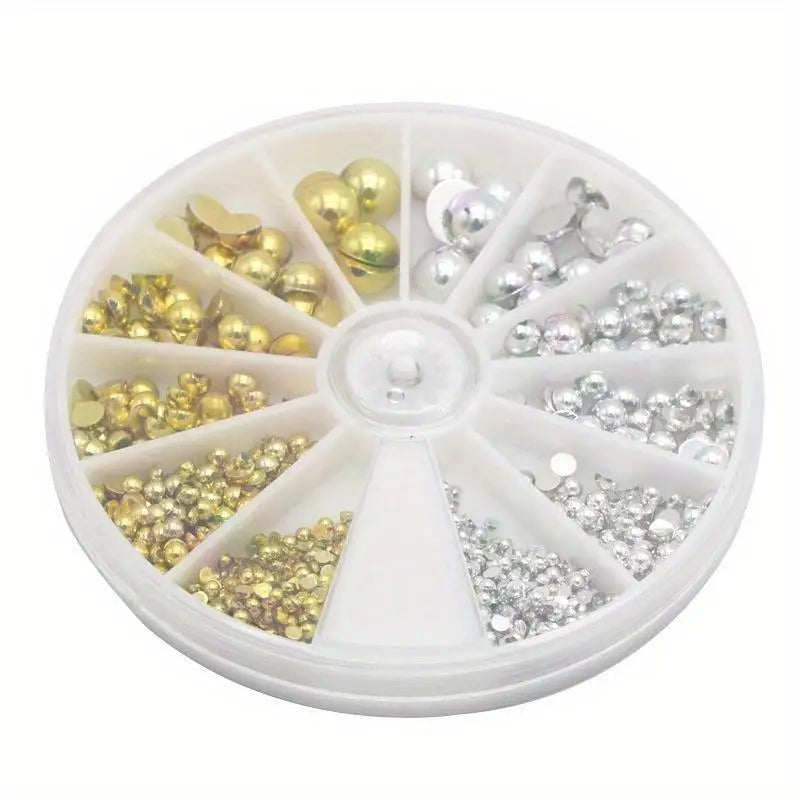 720pcs Flat Back Faux Pearl Embellishments – Gold & Silver DIY Set Pearl Craft Embellishments Babs