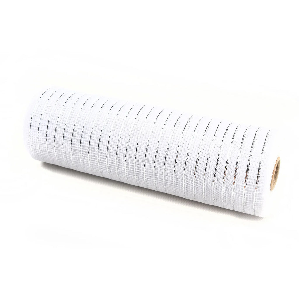 10 Yards Christmas Mesh Tulle Ribbon Roll – Gold & Silver Christmas Mesh Ribbon Babs Silver 1PCS