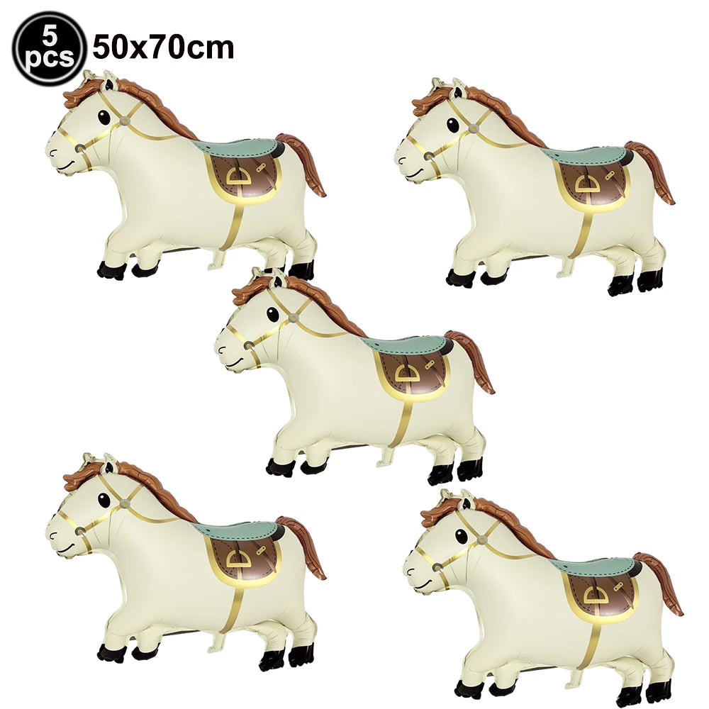 5-Piece Western Cowboy Foil Balloons – Party Decor Set Party Foil Balloons Babs DEEP BLUE As show