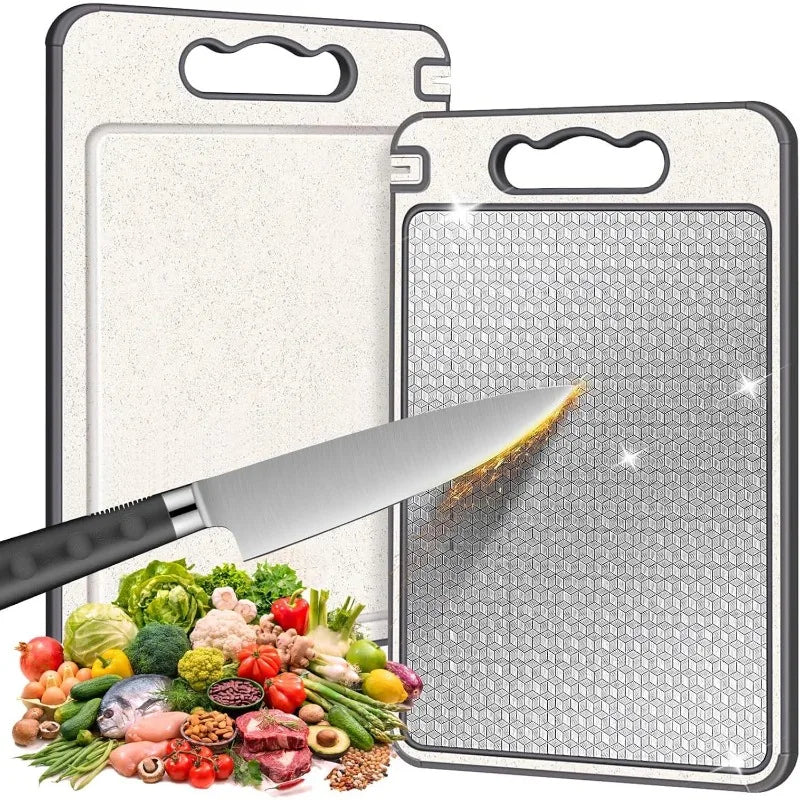 304 Stainless Steel Cutting Board Set – Double-Sided, Anti-Mold Kitchen Cutting Board Babs