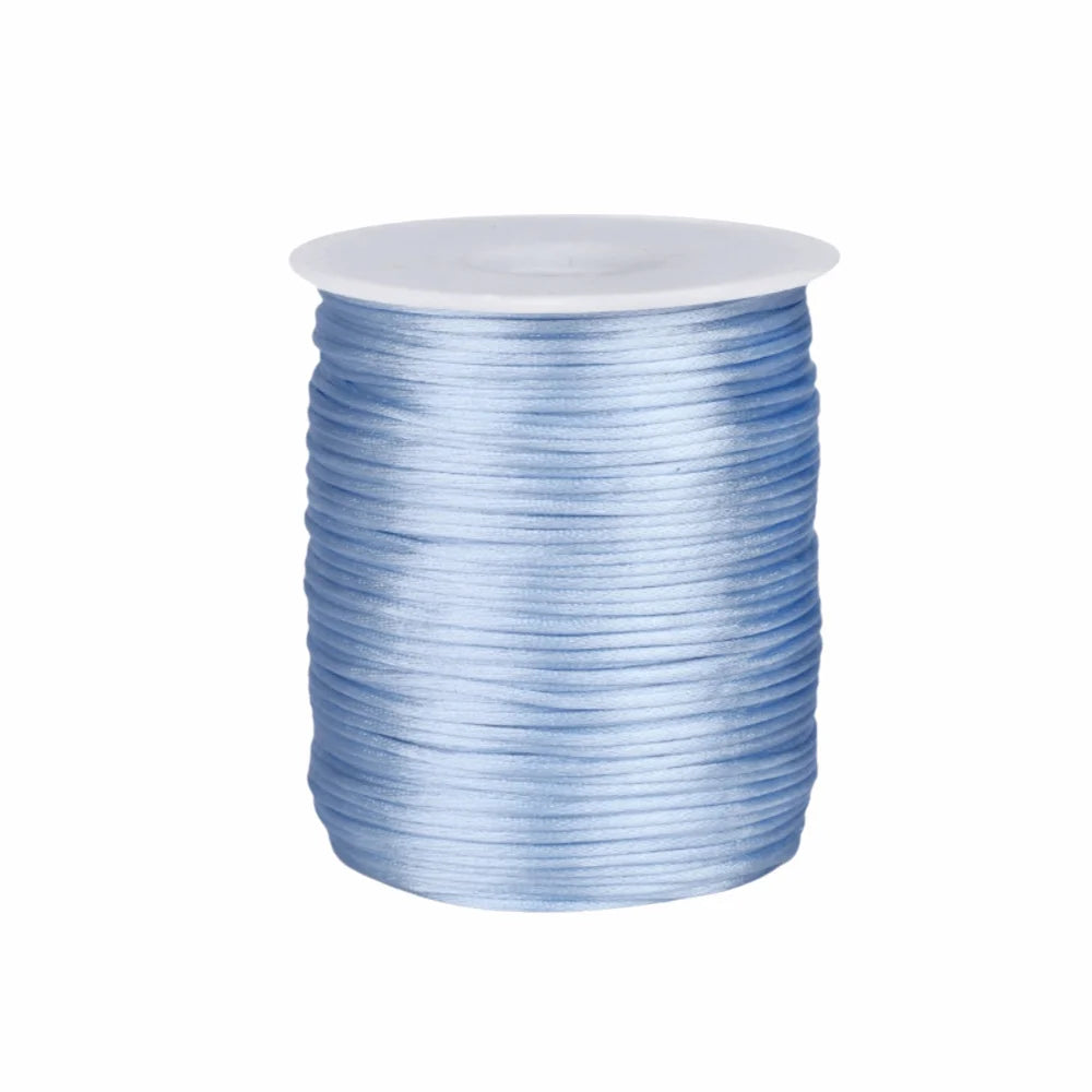 100m Satin Rattail Cord 1.5mm Braided Beading String for Crafts Craft Cord Babs Blue