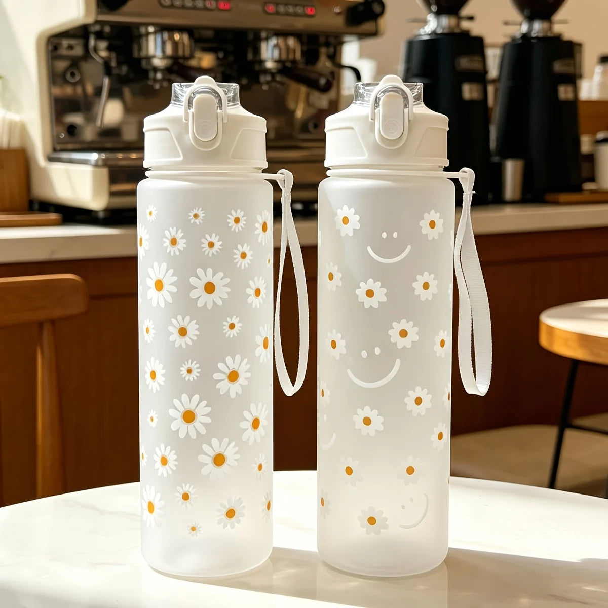 750ml Daisy Straw Water Bottle – Travel & Camping Mug Straw Water Bottle Babs