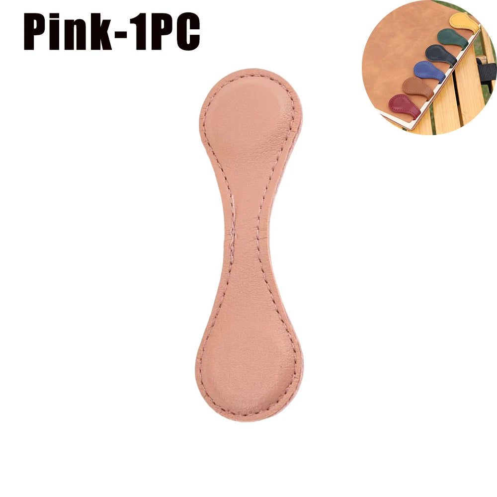 Vintage PU Leather Magnetic Bookmark – Handmade Double-Sided Decorative Bookmark Babs Pink-1PC