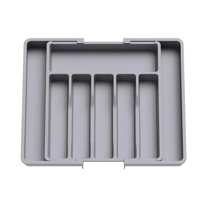 Expandable Cutlery Tray – Adjustable Kitchen Drawer Organizer Drawer Organizer Tray Babs Gray