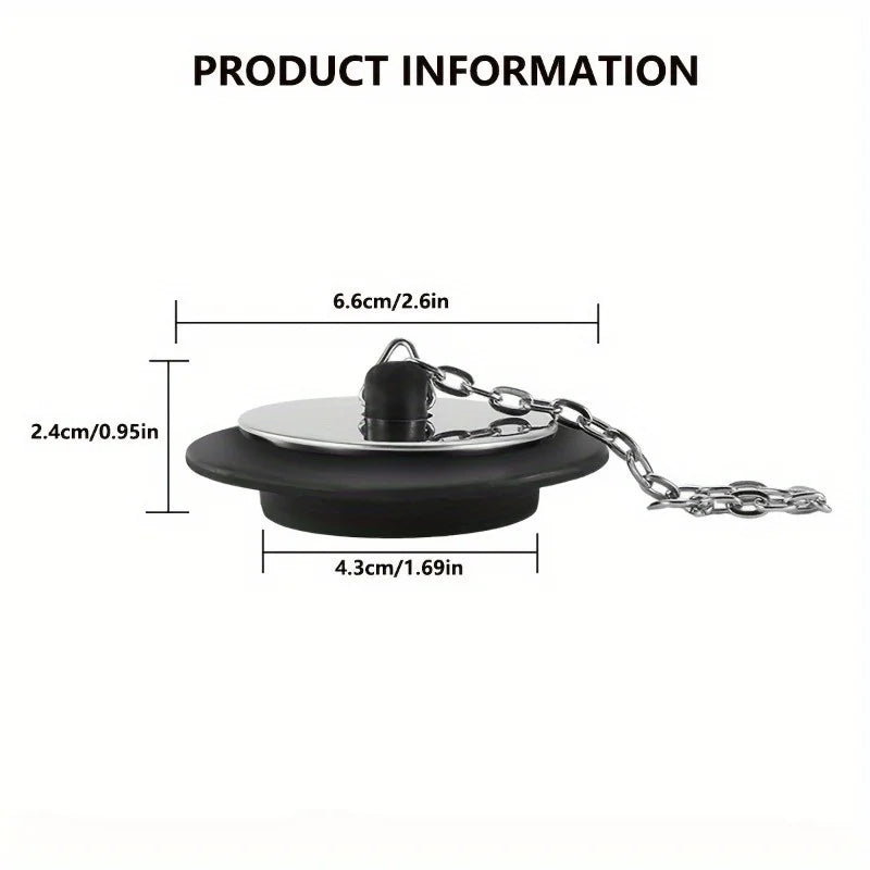 3-Pack Rubber Sink Plugs with Ball Chain – 43mm Drain Cover Sink Drain Plug Babs