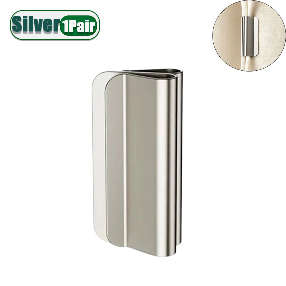 Magnetic Curtain Clips – Block Light & Keep Drapes Closed Curtain Clips Babs Silver-1Pair