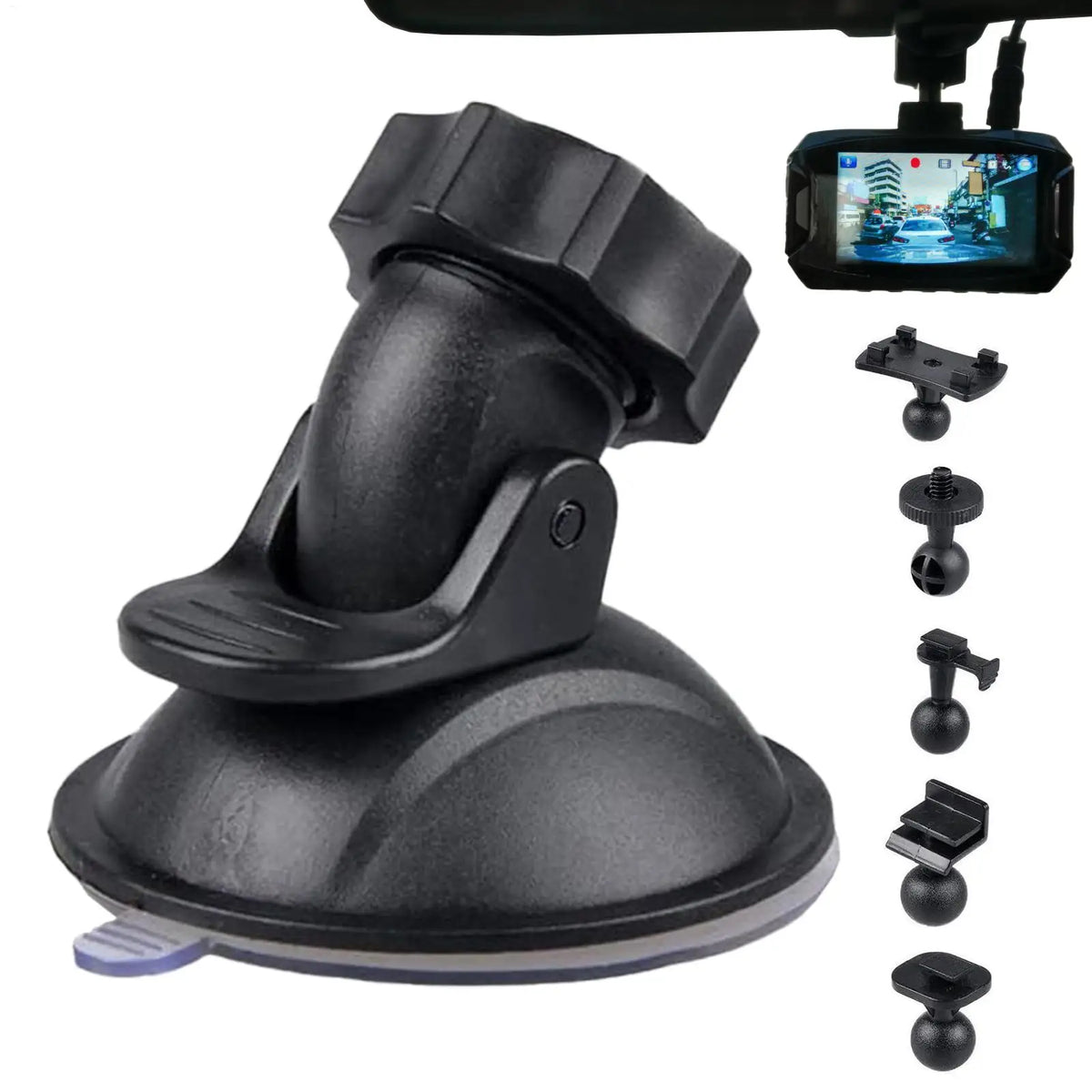 Dash Cam Suction Cup Mount with 5 Adapters – 360° Adjustable Dash Cam Mount Babs