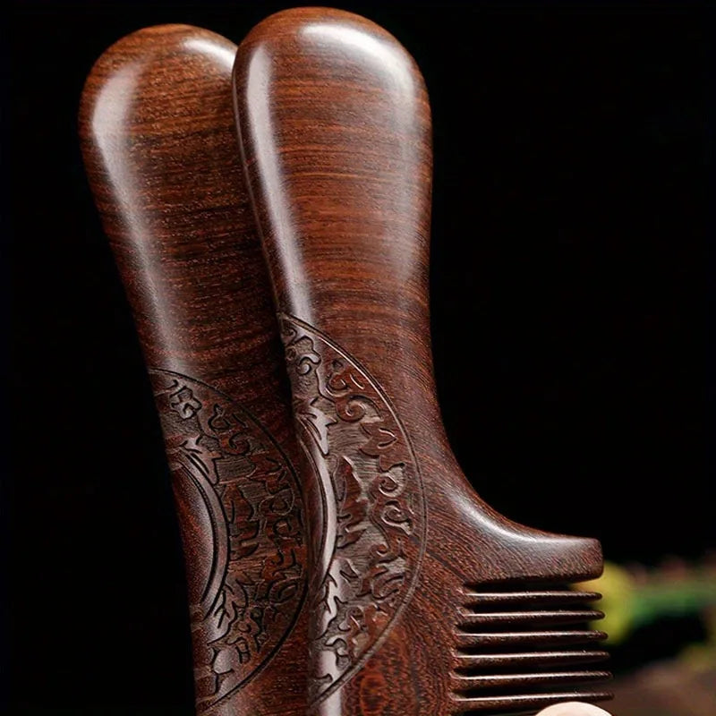 Vintage Sandalwood Double-Sided Comb – Detangle & Style Hair Styling Comb Babs