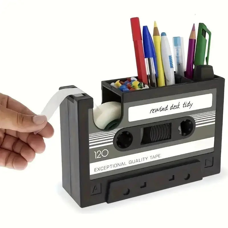 Retro Cassette Tape Dispenser & Pen Holder Desk Organizer Desk Organizer Babs