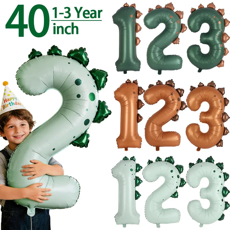 40" Dinosaur Number Foil Balloon – Kids 1st Birthday Party Decor Party Foil Balloon Babs