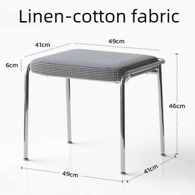Nordic Modern Luxury Cushioned Stool – Metal Frame 49x41x46cm Cushioned Ottoman Stool Babs Black