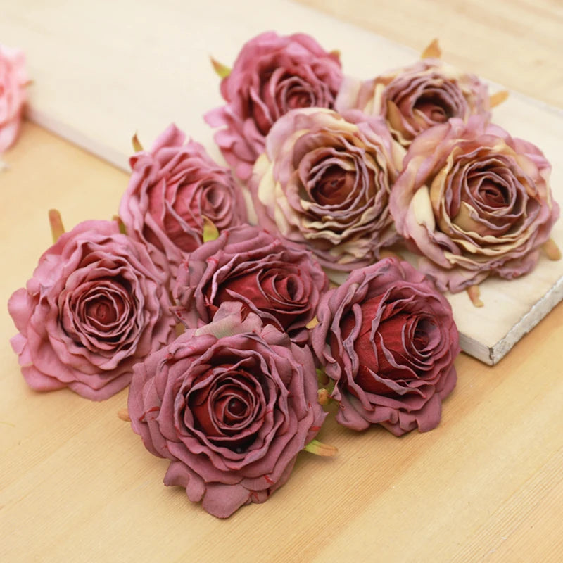5pcs Artificial Silk Rose Heads – Wedding & Home Décor Artificial Flower Heads Babs