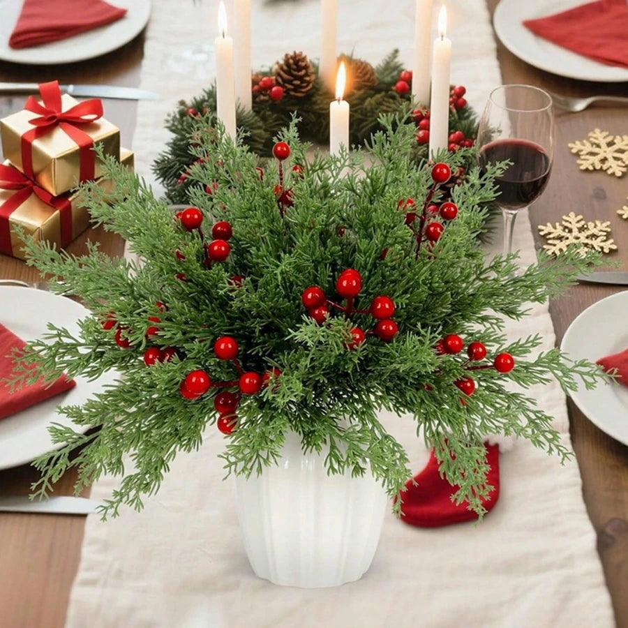 Artificial Holly Red Berry Picks 40/80 Pcs – Christmas Décor Artificial Berry Picks Babs