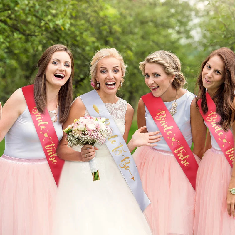 Bride Tribe Satin Sashes Set – Bachelorette & Bridal Party Bridal Party Sashes Babs