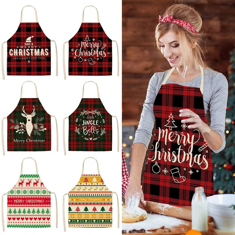 Linen Christmas Apron – Festive Kitchen Gift for the Holidays Christmas Kitchen Apron Babs