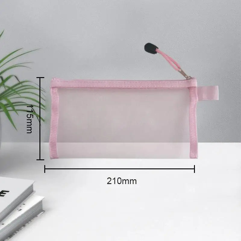 Transparent Mesh Pencil Pouch with Zipper | School & Office Mesh Pencil Pouch Babs C