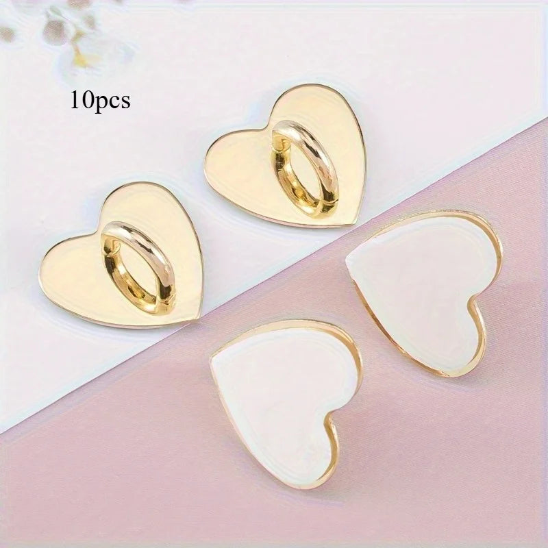 Heart-Shaped Metal Charm Clasps with Adhesive – DIY Craft Metal Charm Clasp Babs Golden-10pcs