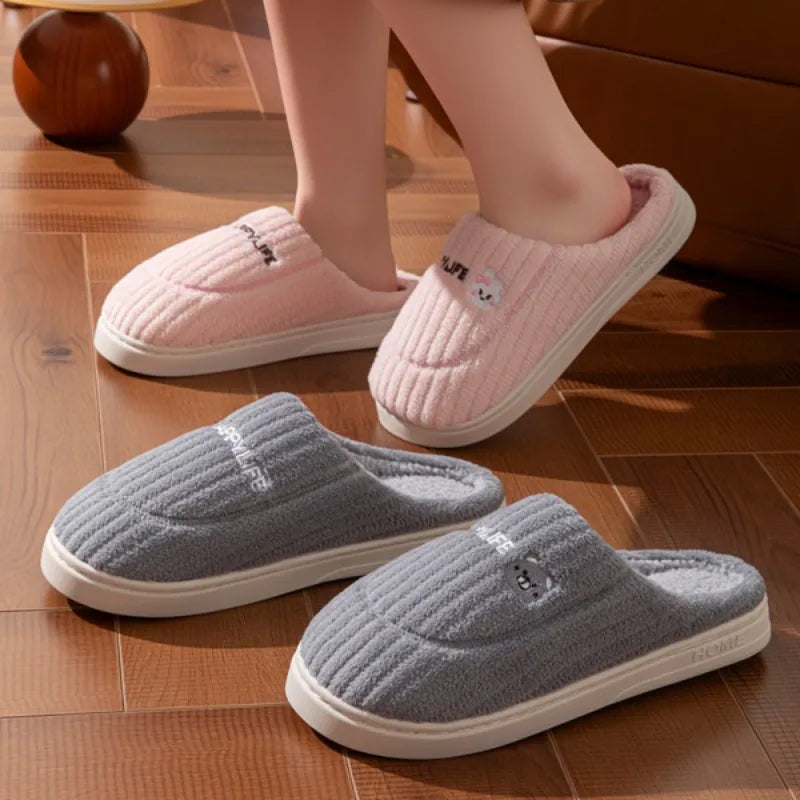 Thickened Cotton Cartoon Slippers – Warm Indoor House Shoes Indoor House Slippers Babs