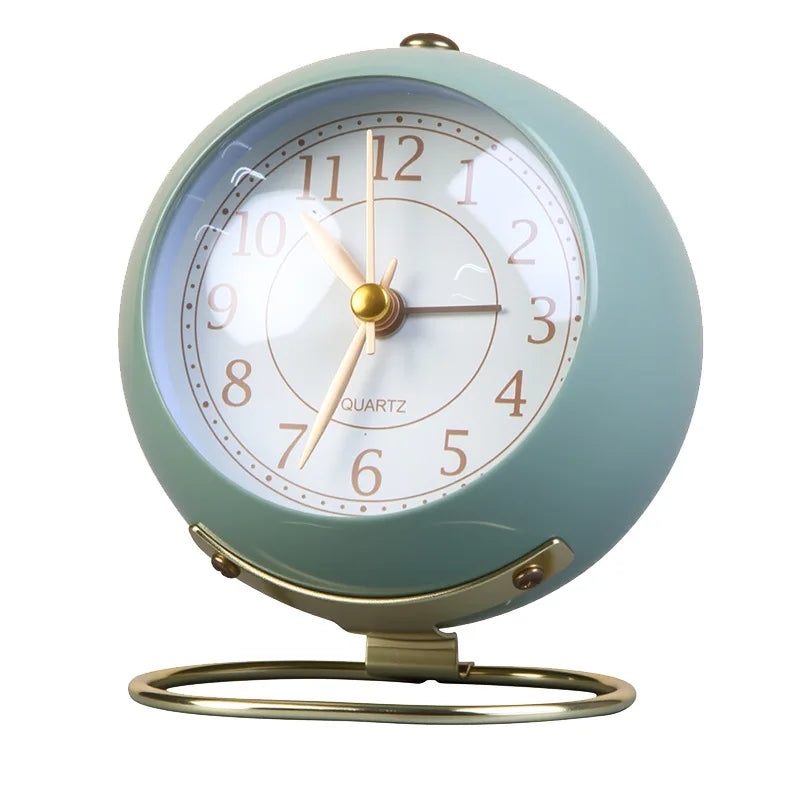 Luxury Silent Minimalist Alarm Clock – Retro Metal Bedside Clock Alarm Clock Babs