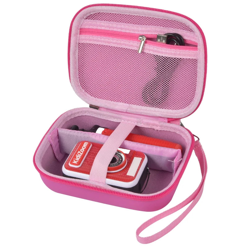 Pink Kids Camera Case – Hard EVA Storage Box with Mesh Pocket Kids Camera Case Babs Pink