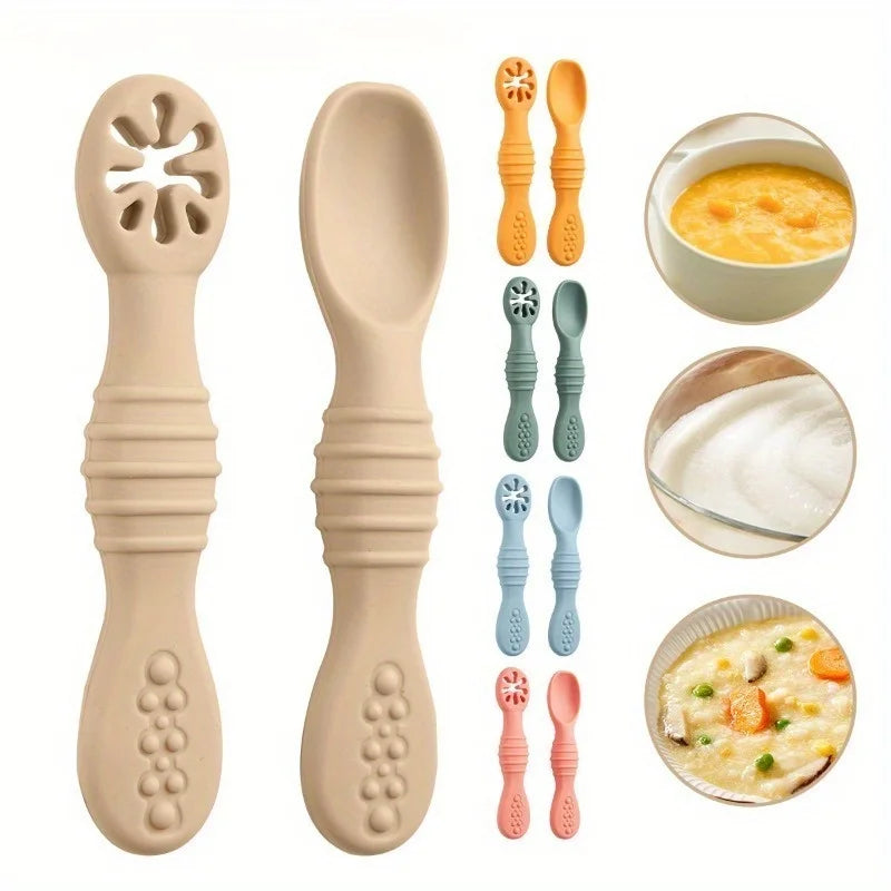 2pcs Food Grade Baby Feeding Spoons – Safe Tableware Set Baby Feeding Spoon Babs