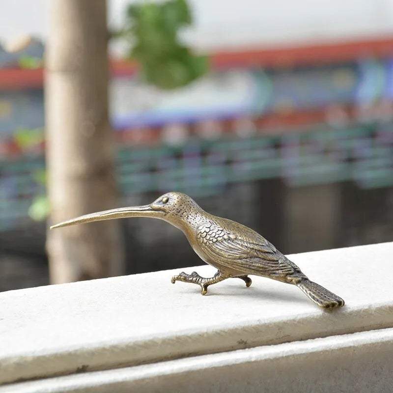 Vintage Copper Woodpecker Figurine | Brass Bird Statue Desk Decor Decorative Figurine Babs